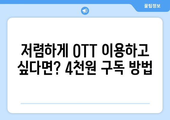 누누티비 대신 4천원에 OTT 구독하는 방법