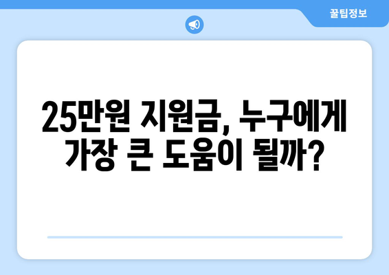 25만원 지원금의 경제적 영향