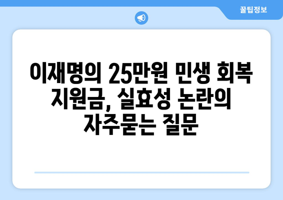 이재명의 25만원 민생 회복 지원금, 실효성 논란