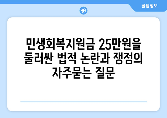 민생회복지원금 25만원을 둘러싼 법적 논란과 쟁점