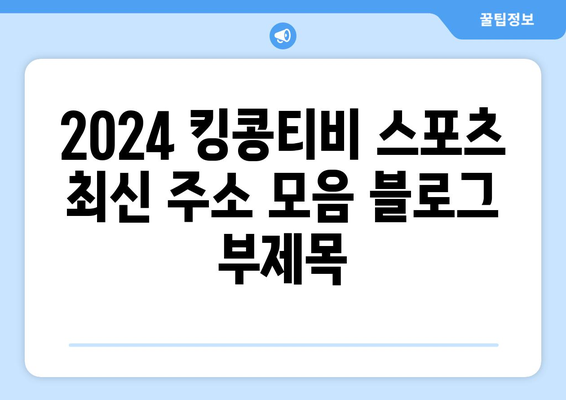 2024 킹콩티비 스포츠 최신 주소 모음