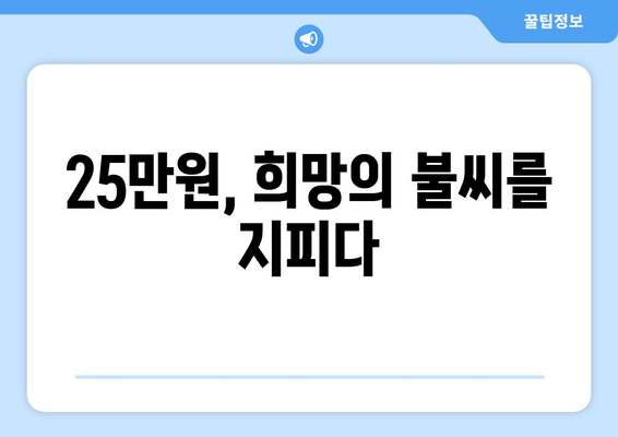 25만원 민생 대책: 백성의 삶을 개선하고 희망을 되살리기