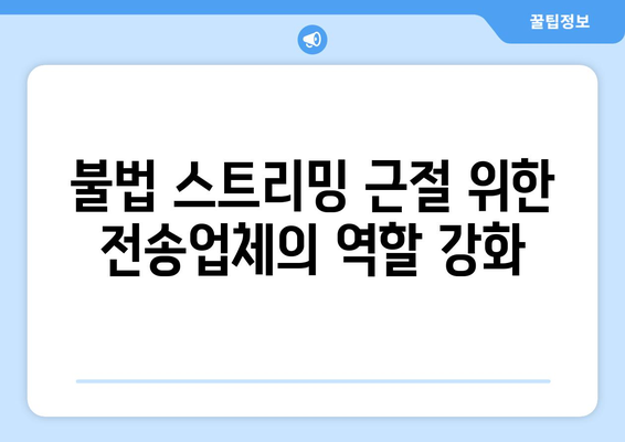 불법 스트리밍 사이트 규제: 콘텐츠 전송업체 의무 부과