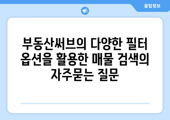 부동산써브의 다양한 필터 옵션을 활용한 매물 검색