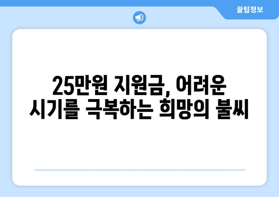 경제 재건을 위한 25만원 지원금: 어려운 여정을 함께 헤치기