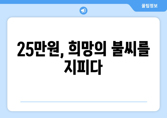 민생 회복을 촉진하는 25만원 지원금: 밝은 미래를 위한 투자