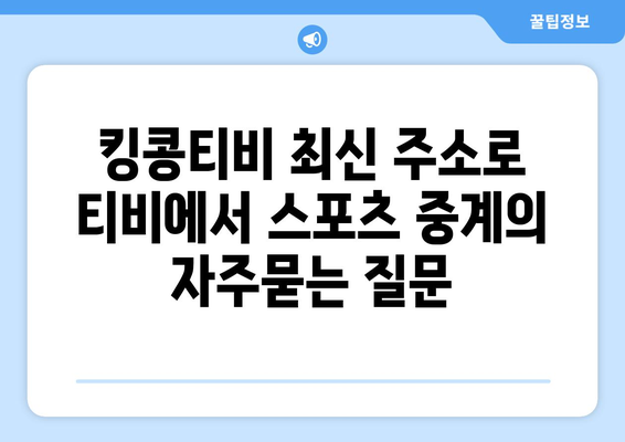 킹콩티비 최신 주소로 티비에서 스포츠 중계