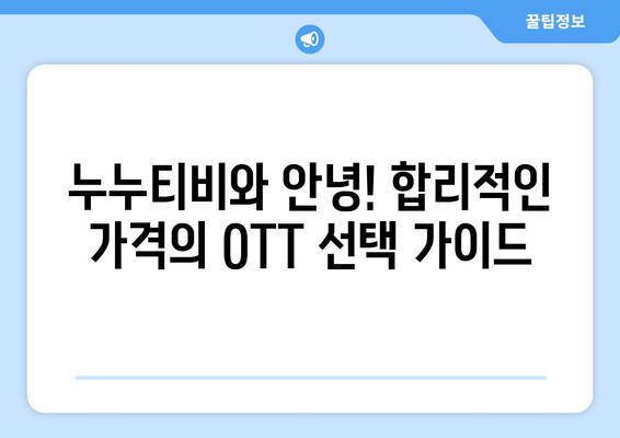 누누티비 대체: 한 달 4,000원으로 OTT 콘텐츠 즐기기