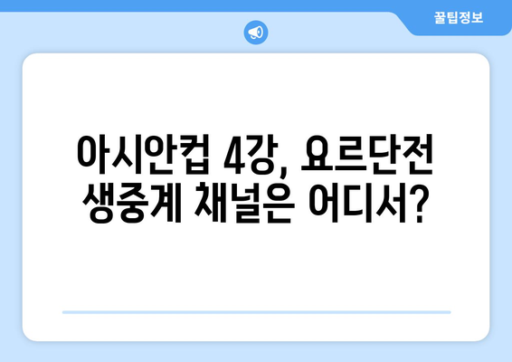 아시안컵 4강전 요르단전 중계 채널