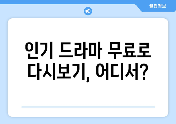 드라마 다시보기 무료 사이트 후기 모음