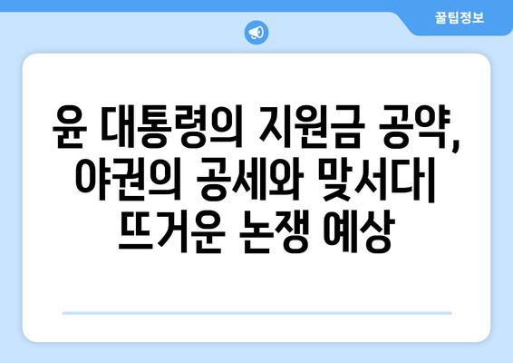 윤 대통령의 민생 지원금 지급 시사와 야권 반응