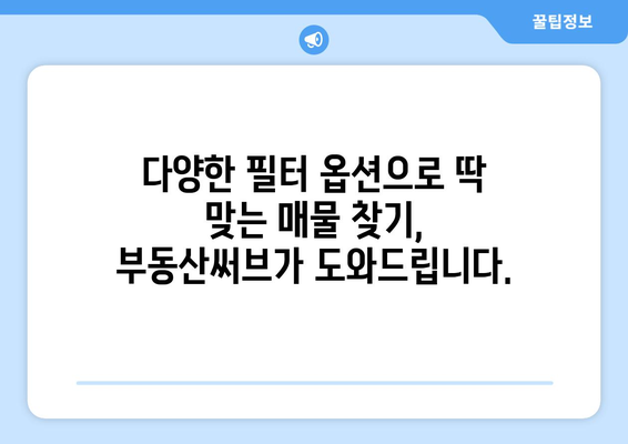 부동산써브를 통한 다양한 필터 옵션을 활용한 매물 검색