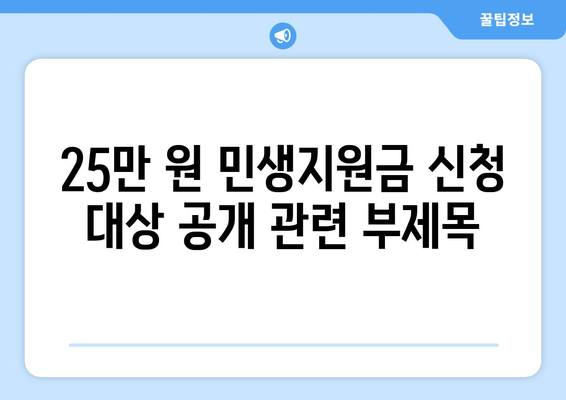 25만 원 민생지원금 신청 대상 공개