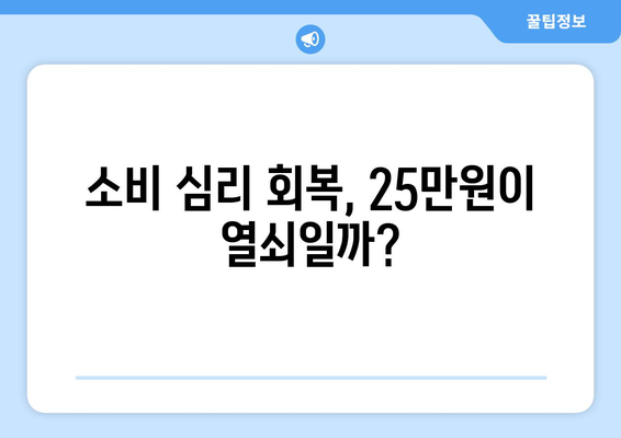 소비 침체 타파를 위한 25만원: 임시 방편인가 지속적인 해결책인가?