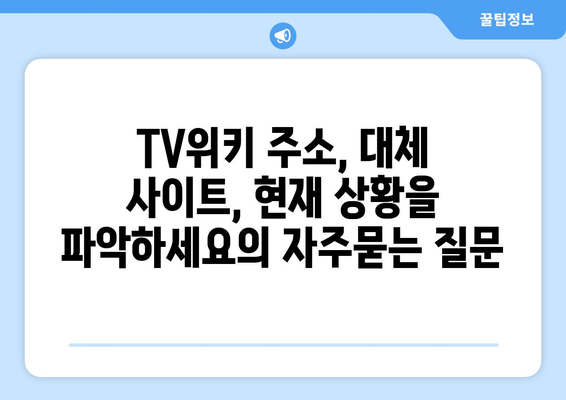 TV위키 주소, 대체 사이트, 현재 상황을 파악하세요