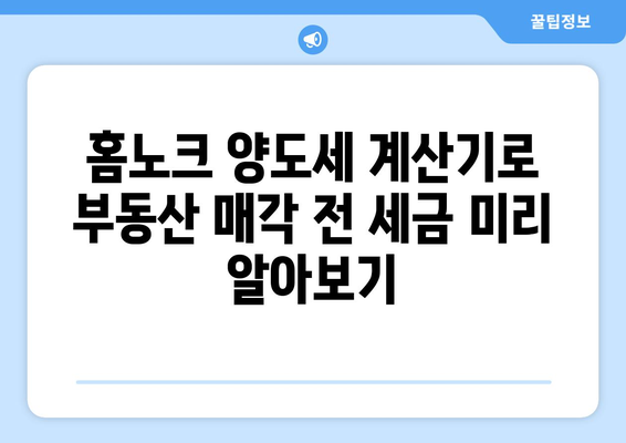 홈노크 양도세 계산기로 부동산 양도소득세 쉽게 계산하기