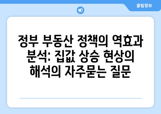 정부 부동산 정책의 역효과 분석: 집값 상승 현상의 해석