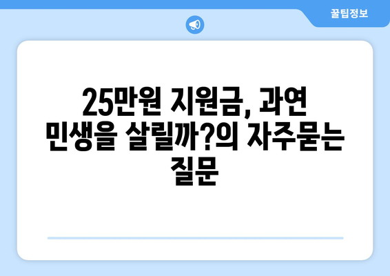 25만원 지원금, 과연 민생을 살릴까?