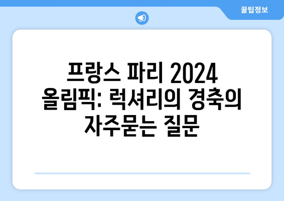 프랑스 파리 2024 올림픽: 럭셔리의 경축