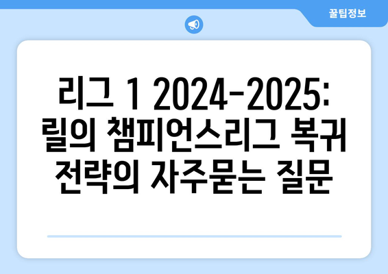 리그 1 2024-2025: 릴의 챔피언스리그 복귀 전략