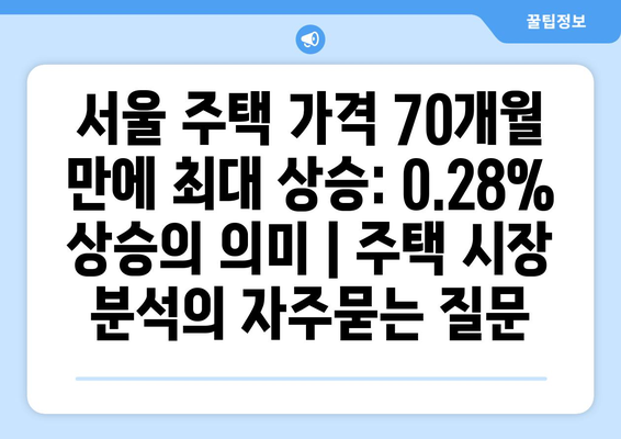 서울 주택 가격 70개월 만에 최대 상승: 0.28% 상승의 의미 | 주택 시장 분석