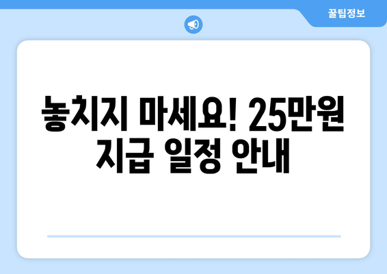 25만원 지급에 대한 정확한 시기