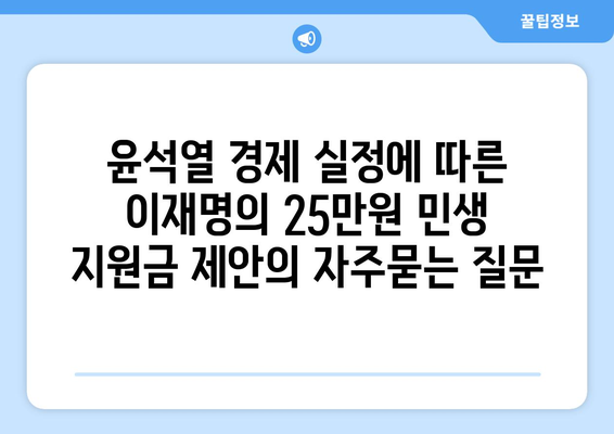 윤석열 경제 실정에 따른 이재명의 25만원 민생 지원금 제안