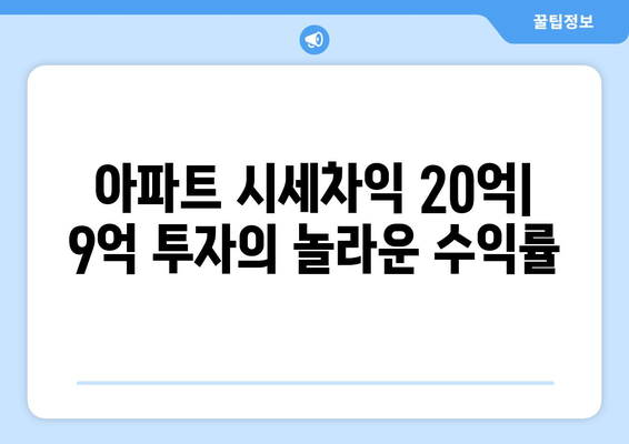 20억 시세차익 아파트의 비밀: 9억 현금 투자의 놀라운 효과 완전 해설