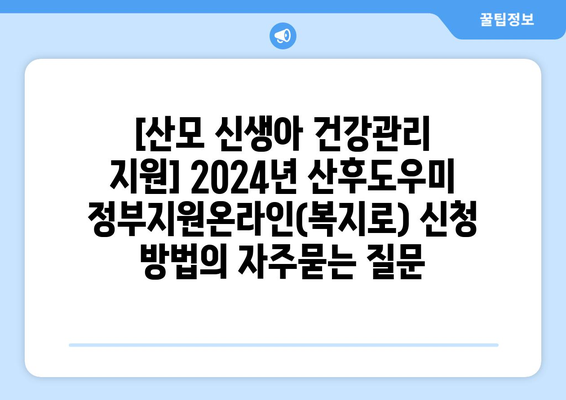 [산모 신생아 건강관리 지원] 2024년 산후도우미 정부지원온라인(복지로) 신청 방법