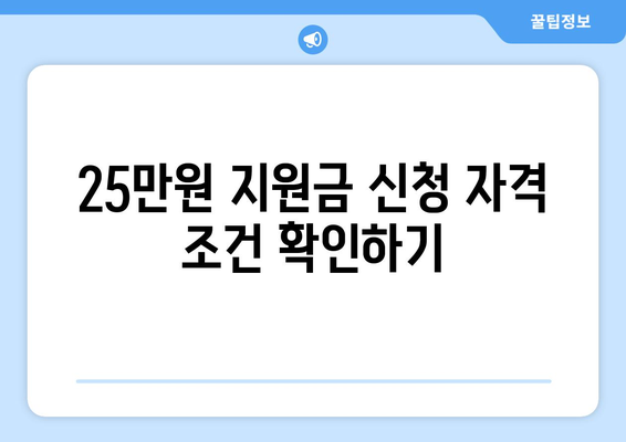 25만원 지원금 신청 대상과 자격 기준