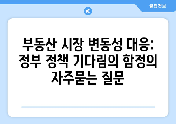 부동산 시장 변동성 대응: 정부 정책 기다림의 함정