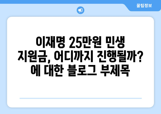 이재명 25만원 민생 지원금, 어디까지 진행될까?