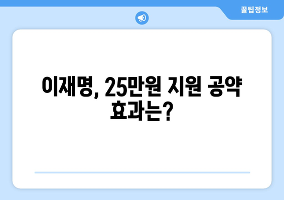 이재명 25만원 민생 지원금, 대선 영향 분석