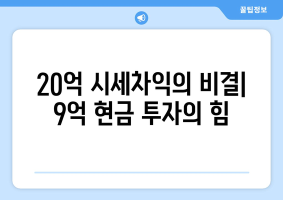 20억 시세차익 아파트의 비밀: 9억 현금 투자의 놀라운 효과 완전 해설