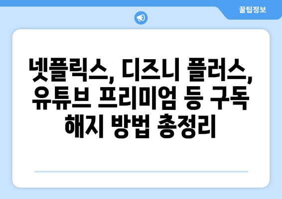 구독해지 안내: 넷플릭스, 디즈니 플러스, 유튜브 등