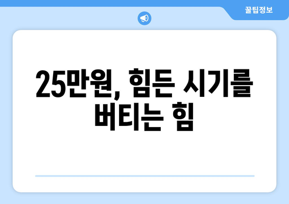 민생회복지원금 25만원: 힘든 시기에 든든한 후원