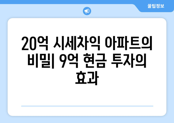 20억 시세차익 아파트의 비밀: 9억 현금 투자의 놀라운 효과 심층 분석