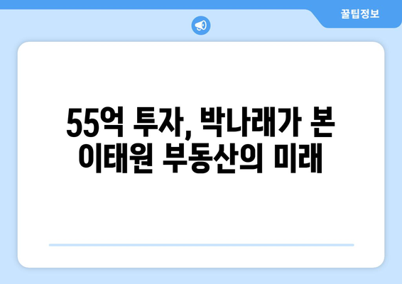 이태원 부동산 시장의 숨은 기회: 박나래의 55억 투자 분석