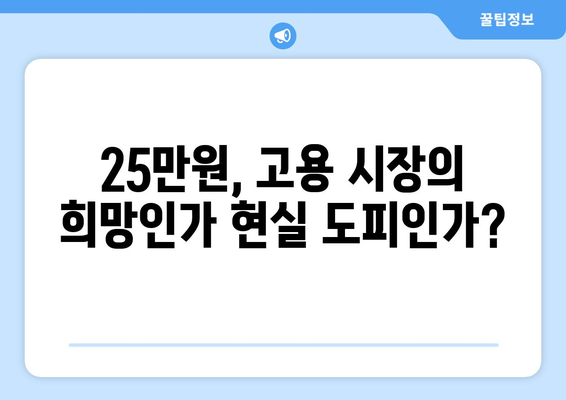 고용 불안 개선을 위한 25만원: 실업률 감소의 처방전인가 속수무책의 변명인가?