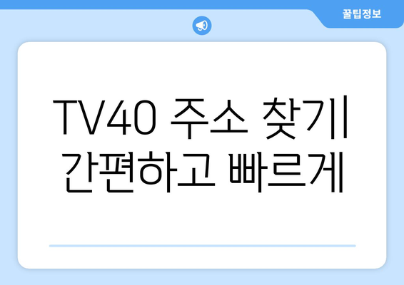 티비위키 주소tv40: 2024년 최신 바로가기