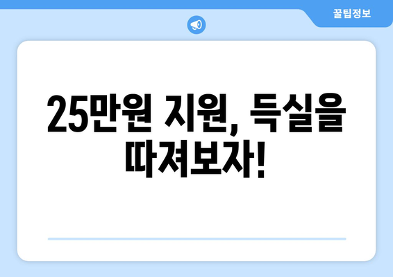 25만원 민생지원금이 가져올 득과실