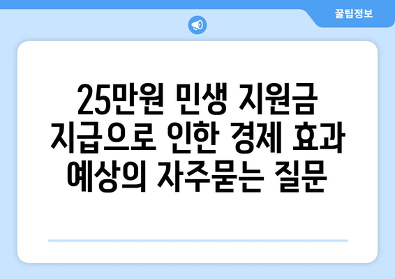 25만원 민생 지원금 지급으로 인한 경제 효과 예상