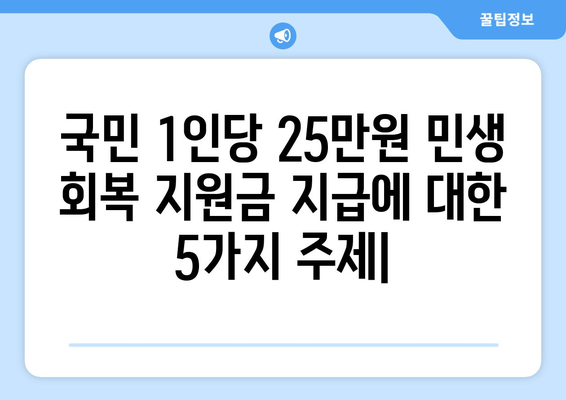 국민 1인당 25만원 민생 회복 지원금 지급