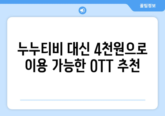 OTT를 4천원에 구독하는 비법: 누누티비 대신하는 방법