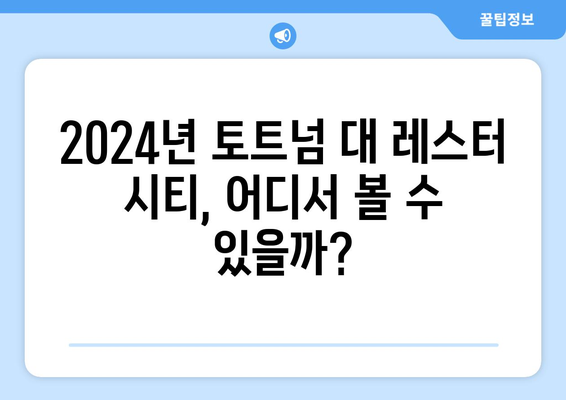 2024년 토트넘 vs 레스터 시티 경기 중계 시청 가능