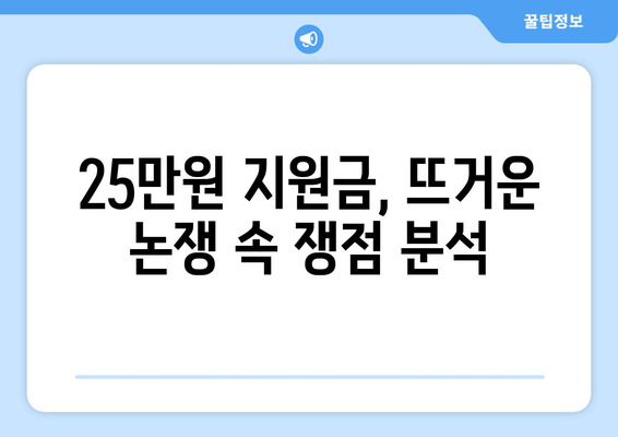 민생회복지원금 25만원 논쟁: 핵심 이슈 고찰