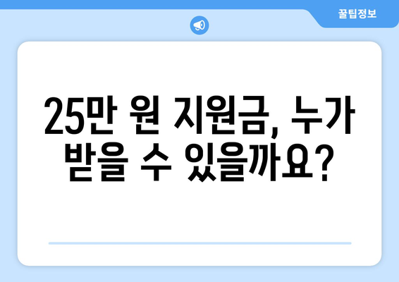 25만 원 정부 민생 지원금: 신청 조건과 방법