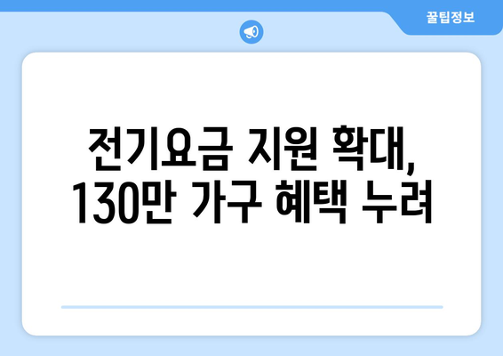 전기요금 지원 강화, 취약계층 130만 가구에 15,000원 할인