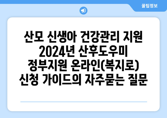 산모 신생아 건강관리 지원 2024년 산후도우미 정부지원 온라인(복지로) 신청 가이드