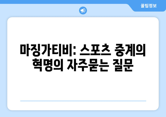 마징가티비: 스포츠 중계의 혁명